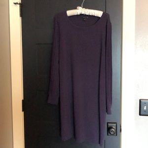 Deep Plum Ann Taylor Pleated-Sleeved Dress